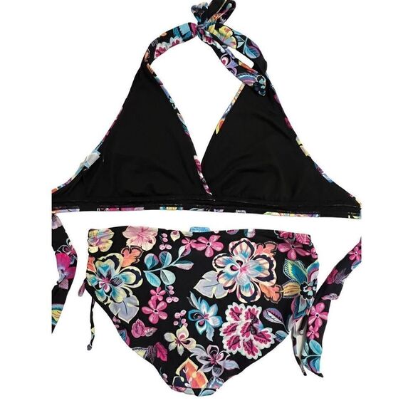 Ocean Avenue Swimwear Women’s Bikini Swimsuit SZ L Multi Colored with Flowers - Picture 2 of 7
